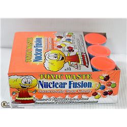 BOX WITH 12 42G DRUMS OF TOXIC WASTE SOUR CANDYS