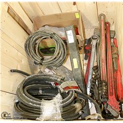 UNCLAIMED PALLET OF PIPE WRENCHES TORQUE WRENCH