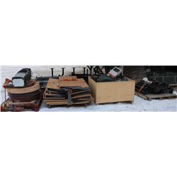 4 PALLETS WITH ASSORTED TABLE TOPS BASES, WATER