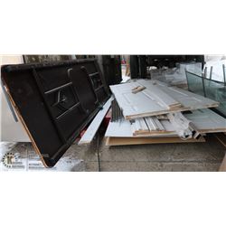 PALLET OF ASSORTED DOORS AND 8' TABLE
