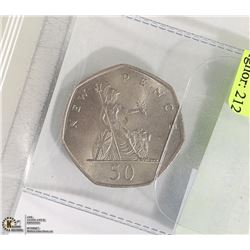 BRITISH 50 NEW PENCE COIN OCTAGONAL