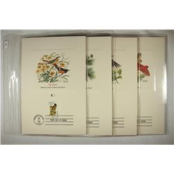 4 ASSORTED BIRDS OF THE US 1ST DAY ISSUE STAMPS &