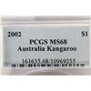 Image 3 : 2002 AUSTRALIA KANGAROO SILVER DOLLAR PCGS MS68