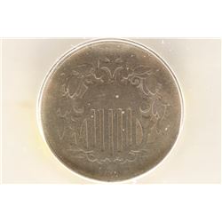 1868 SHIELD NICKEL ICG G4 STRUCK THROUGH