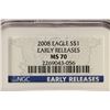 Image 3 : 2008 AMERICAN SILVER EAGLE NGC MS70 EARLY RELEASES