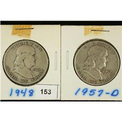 1948 & 1957-D FRANKLIN HALF DOLLARS