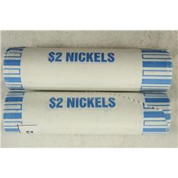 2-$2 ROLLS OF 2010-P JEFFERSON NICKELS BU