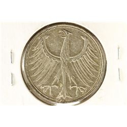 1966-J GERMAN SILVER 5 MARKS