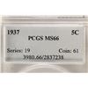 Image 3 : 1937 BUFFALO NICKEL PCGS MS66