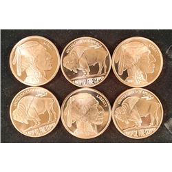 6 1 OZ. COPPER ROUNDS 2015 INDIAN / BUFFALO