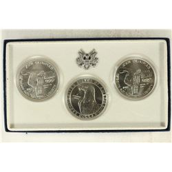 US OLYMPIC 3 SILVER DOLLAR UNC COIN SET