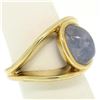 Image 9 : 14K Yellow Gold Split Shank Bezel Cabochon Blue Star Sapphire Mens Ring