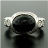 Image 5 : 18K White Gold Oval Bezel Set Black Onyx Burnish Set Diamond Bubble Ring