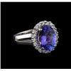 Image 1 : 4.25 ctw Tanzanite and Diamond Ring - 14KT White Gold