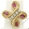 Image 4 : Vintage Detailed 14kt Yellow Gold 1.35 ctw Pear Ruby Round Diamond Open Butterfl