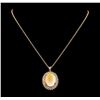 Image 1 : 26.39 ctw Opal and Diamond Pendant With Chain - 14KT Rose Gold