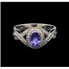 Image 2 : 14KT White Gold 0.93 ctw Tanzanite and Diamond Ring