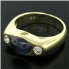 Image 2 : Men's Vintage 18K Yellow Gold 2.90 ctw Cabochon Sapphire & Diamond Band Ring Sz