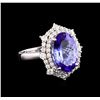 Image 1 : 14KT White Gold 5.20 ctw Tanzanite and Diamond Ring