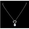 Image 1 : Pearl and Diamond Pendant With Chain - 14KT White Gold