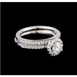 1.15 ctw Diamond Wedding Ring Set - 14KT White Gold