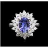 Image 2 : 1.70 ctw Tanzanite and Diamond Ring - 14KT White Gold