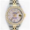 Image 1 : Rolex Ladies 2 Tone 18K Gold Bezel Pink MOP Baguette Diamond Datejust Wristwatch