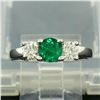 Image 2 : 14k White Gold GIA Emerald & Diamond 3 Stone 1.50 ctw Engagement Right Hand Ring