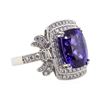 Image 2 : 8.01 ctw Tanzanite and Diamond Ring - Platinum