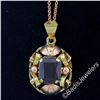 Image 7 : Vintage Handmade 14kt Rose and Green Gold 3.50 ctw Garnet Floral Pendant Necklac
