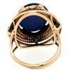 Image 4 : Antique 14kt Rose Gold Oval Lapis Ring w/ Twisted Wire and Leaf Halo