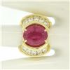 Image 4 : 18K Yellow Gold 6.54 ctw Oval Pink Tourmaline & Round Diamond Cocktail Ring