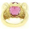 Image 8 : 18K Yellow Gold 6.54 ctw Oval Pink Tourmaline & Round Diamond Cocktail Ring