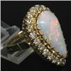 Image 4 : Vintage French 14k Gold 4.95 ctw Elongated Pear Opal & Diamond Halo Cocktail Rin