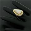 Image 9 : Vintage French 14k Gold 4.95 ctw Elongated Pear Opal & Diamond Halo Cocktail Rin