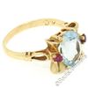 Image 3 : Retro 14kt Yellow Gold 2.18 ctw Aquamarine Solitaire and Synthetic Ruby Ring