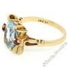 Image 5 : Retro 14kt Yellow Gold 2.18 ctw Aquamarine Solitaire and Synthetic Ruby Ring