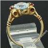 Image 7 : Retro 14kt Yellow Gold 2.18 ctw Aquamarine Solitaire and Synthetic Ruby Ring