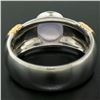 Image 8 : Men's Ribbed 18k Two Tone Gold GIA Certified Round Star Sapphire Solitaire Ring