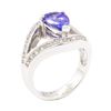 Image 4 : 2.35 ctw Pear Mixed Tanzanite And Round Brilliant Cut Diamond Ring - 18KT White