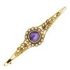 Image 1 : 15k Yellow Gold .64 ctw Old Cut Amethyst & Seed Pearl Brooch Pin
