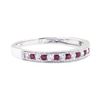 Image 1 : 0.20 ctw Ruby and Diamond Straight-Line Double Milgrain Band - 10KT White Gold