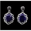 Image 1 : 14.2 ctw Sapphire and Diamond Earrings - 14KT White Gold