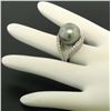 Image 7 : 14k White Gold Large 14.5mm Tahitian Pearl Solitaire Ring w/ 2.00 ctw Pave Diamo