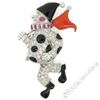 Image 2 : Vintage 18kt White Gold Diamond Black Onyx and Coral Clown Brooch Pin