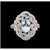 Image 2 : 1.92 ctw Aquamarine and Diamond Ring - 14KT White Gold