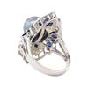 Image 3 : Pearl, Sapphire and Diamond Ring - 14KT White Gold