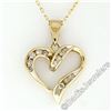 Image 1 : 10kt Yellow Gold 0.26 ctw Channel Set Round Diamond Open Heart Pendant Necklace