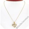 Image 3 : 10kt Yellow Gold 0.26 ctw Channel Set Round Diamond Open Heart Pendant Necklace