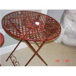 Red round folding Bistro table, 28" rou